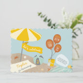 Beach Birthday Party Invitation Kaart (Staand voorkant)