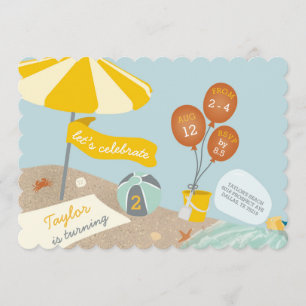 Beach Birthday Party Invitation Kaart