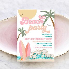 Beach Birthday Party Invitation Kaart