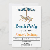 Beach Birthday Party Invitation Kaart (Voorkant)