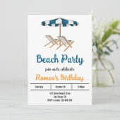 Beach Birthday Party Invitation Kaart (Staand voorkant)