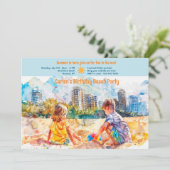 Beach Birthday Party Kaart (Staand voorkant)