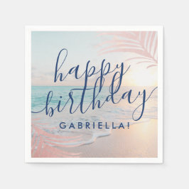 Beach Birthday Party Personalized Cocktail Servet