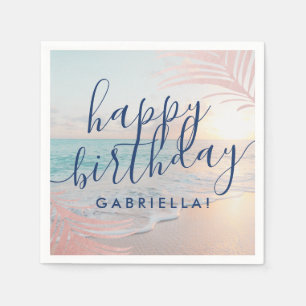 Beach Birthday Party Personalized Cocktail Servet