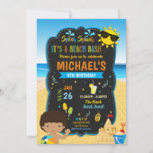 Beach Birthday Party Pool Boy Summer Dark Skin Kaart (Voorkant)