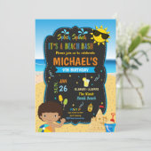 Beach Birthday Party Pool Boy Summer Dark Skin Kaart (Staand voorkant)