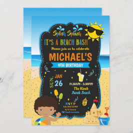 Beach Birthday Party Pool Boy Summer Dark Skin Kaart