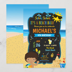 Beach Birthday Party Pool Boy Summer Dark Skin Kaart