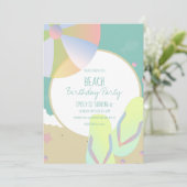 Beach Birthday Party Sand Beach Ball Invitation Kaart (Staand voorkant)