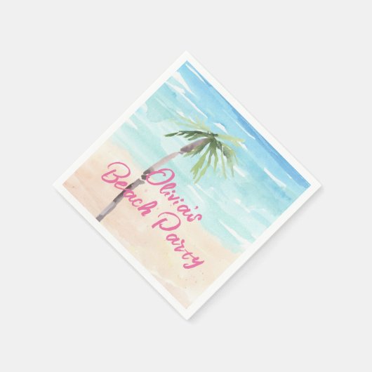Beach Birthday Party waterverf Servet (Hoek)