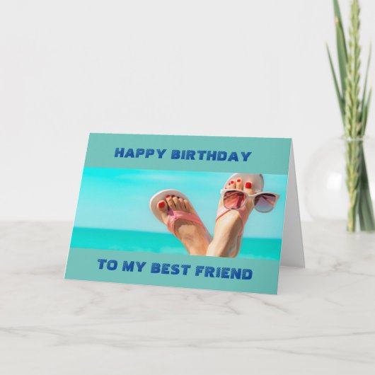 ***BEACH BIRTHDAY WISHES** "BESTE VRIEND" KAART (Voorkant)