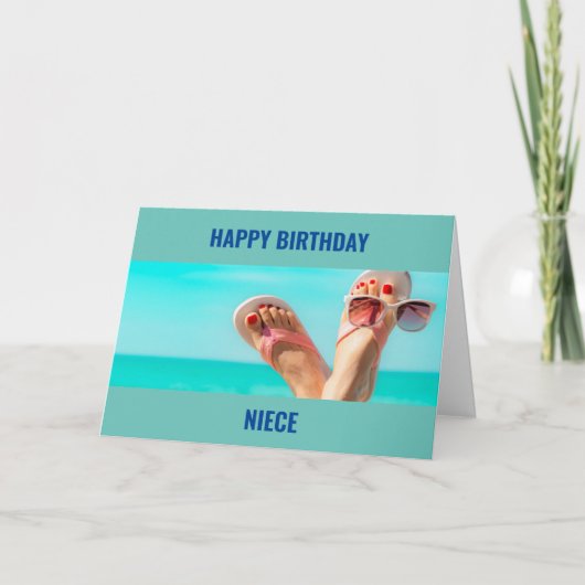 ***BEACH BIRTHDAY WISHES** "NIECE"-KAART KAART (Voorkant)