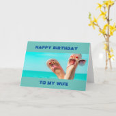 ***BEACH BIRTHDAY WISHES** "WIFE** KAART (Gele Bloem)