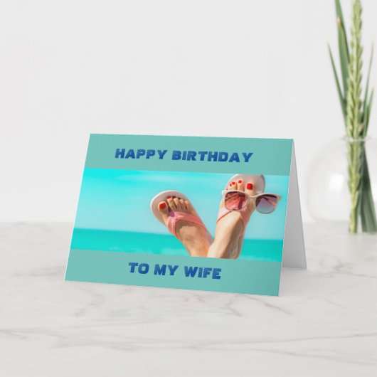 ***BEACH BIRTHDAY WISHES** "WIFE** KAART (Voorkant)