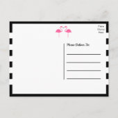 Beach Black Pink Flamingo Weddenschap Bedankt Briefkaart (Achterkant)