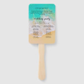 beach | Blauwgroen huwelijksprogramma Hand Fan Handwaaier (Achterkant)