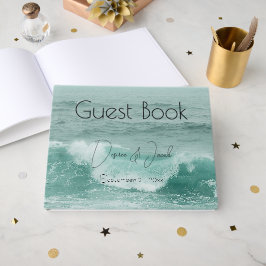 Beach Blauwgroen White Nautical Ocean Waves Gastenboek