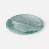 Beach Blauwgroen White Nautical Ocean Waves Papieren Bordje (Gekanteld)