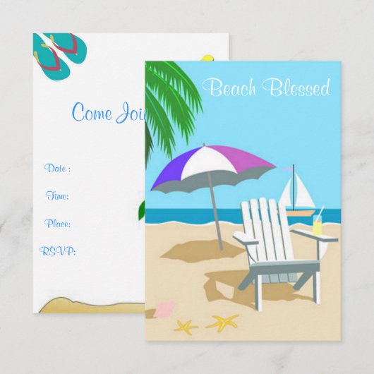 Beach Blessed Invite Kaart (Voorkant / Achterkant)