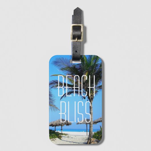 Beach Bliss Blue Sky Topical Beach foto Bagagelabel (Voorkant (verticaal))