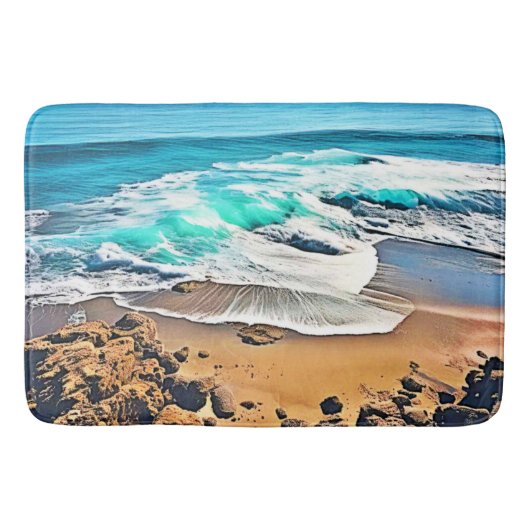 Beach Bliss: Ocean Uitzicht Badmat (Voorkant)