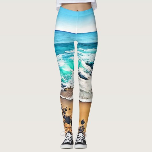 Beach Bliss: Ocean Uitzicht Leggings (Voorkant)