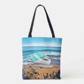 Beach Bliss: Ocean Uitzicht Tote Bag (Achterkant)