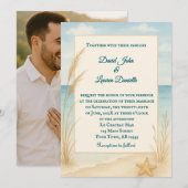 Beach Bliss Photo Wedding Invitation Kaart (Voorkant / Achterkant)