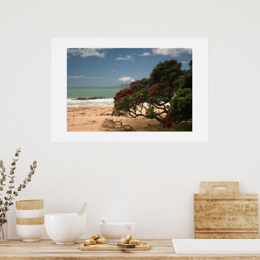 Beach Bliss - Pohutukawa Tree Poster (Keuken)
