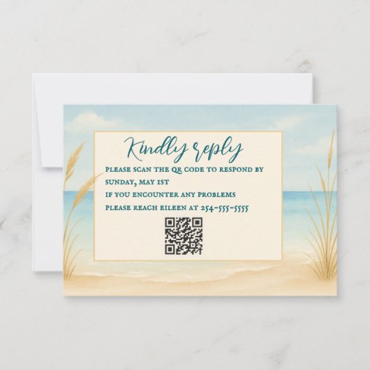 Beach Bliss QR-code RSVP-kaart (Voorkant)
