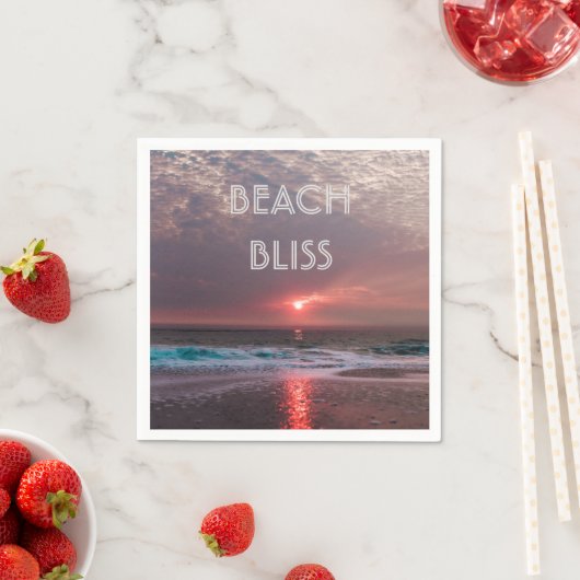 Beach Bliss Tropical Paradise Sunset Editable Servetten (Insitu)