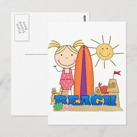 BEACH - Blond Girl Tshirts en Gifts Briefkaart (Voorkant / Achterkant)