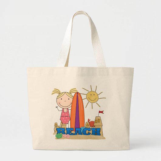 BEACH - Blond Girl Tshirts en Gifts Grote Tote Bag (Voorkant)