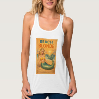 Beach Blonde Pin-Up Mermaid - Retro Coastal Life Tanktop