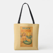Beach Blonde Pin-Up Mermaid - Yellow Retro Coastal Tote Bag (Achterkant)