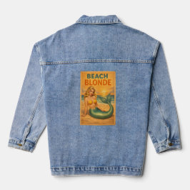 Beach Blonde Pinup Mermaid Retro Coastal Life Jean Denim Jacket