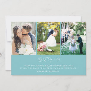 Beach Blue Best Day Ever Photo Weddenschap Harteli Bedankkaart