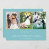 Beach Blue Best Day Ever Photo Weddenschap Harteli Bedankkaart (Voorkant / Achterkant)