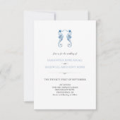 Beach Blue bruiloft uitnodiging met QR code (Voorkant)