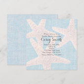 Beach Blue Burlap Starfish Elegant Wedding Bridal Kaart (Voorkant / Achterkant)