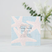 Beach Blue Burlap Starfish Elegant Wedding Bridal Kaart (Staand voorkant)