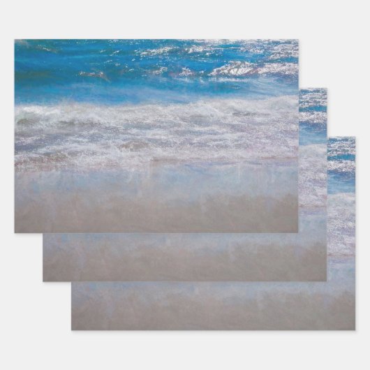 Beach Blue Coastal Ocean Waves Tropical Art Inpakpapier Vel (Set)