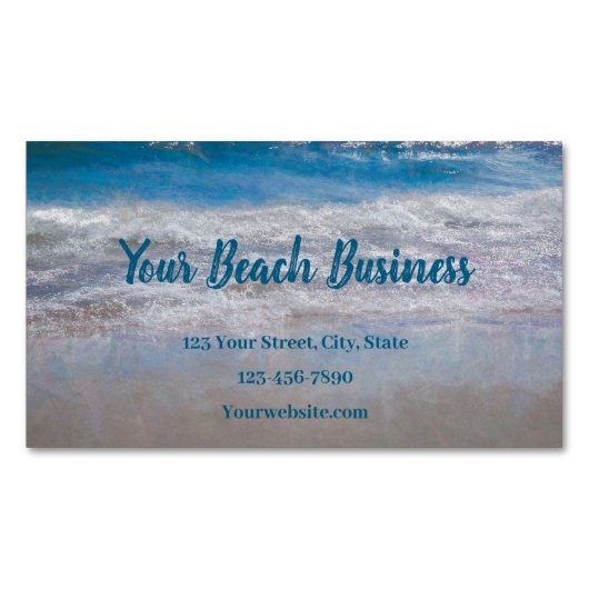 Beach Blue Coastal Ocean Waves Tropical Art Magnetisch Visitekaartje (Voorkant)