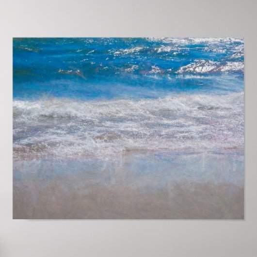 Beach Blue Coastal Ocean Waves Tropical Art Poster (Voorkant)