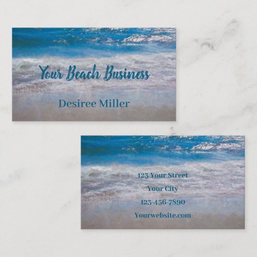 Beach Blue Coastal Ocean Waves Tropical Art Visitekaartje (Voorkant / Achterkant)