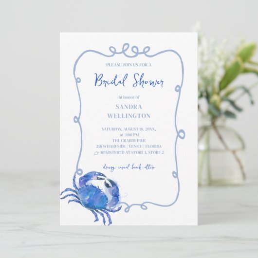 Beach Blue Crab Doodle Lijst Kaart (Staand voorkant)