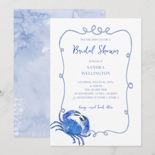 Beach Blue Crab Doodle Lijst Kaart (Voorkant / Achterkant)