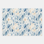 Beach Blue Cream Abstract Animal Print Verjaardag Inpakpapier Vel (Voorkant 3)