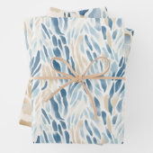 Beach Blue Cream Abstract Animal Print Verjaardag Inpakpapier Vel (In situ)