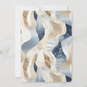 Beach Blue Cream Sand Ivoor Abstracte bruiloft Kaart (Achterkant)